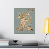 South Island of Mechus Map Canvas Wrap