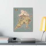 North Island of Tas Map Canvas Wrap