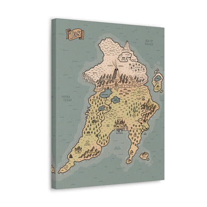 North Island of Tas Map Canvas Wrap